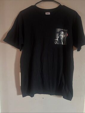 Black Graphic Men’s Crewneck T‑Shirt with Portrait Print
